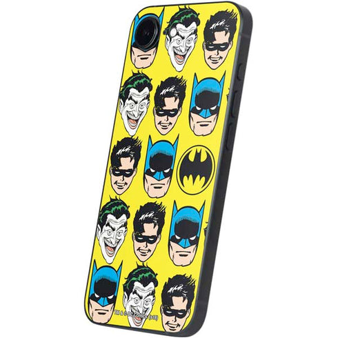 DC Comics Batman Vintage Character Pattern - Joker and Robin iPhone 16e Skin
